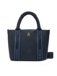 Tommy Hilfiger Torebka Th Logotape Mini Tote AW0AW17201 Granatowy. Niebieskie torebki klasyczne Tommy Hilfiger, bez wzorów, ze skóry, bez dodatków. Za 349.99 zł.