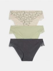 Bawełniane figi z koronką 3 pack - wielobarwny. Figi Sinsay, bez wzorów, z bawełny. Za 22.99 zł.