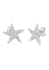 Elli Damskie kolczyki sztyfty Plaża Rozgwiazda z kryształami w srebrze próby 925 Sterling Silver Kolczyki 1 ct. Szare kolczyki Elli, z kryształem, srebrne. Za 248.99 zł.