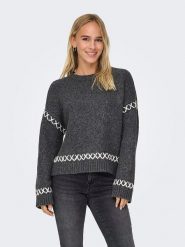 ONLY Sweter "Amanda" w kolorze antracytowym rozmiar: XL. Czarne swetry ONLY, xl, bez wzorów, ze splotem, bez ramiączek. Za 70.24 zł.
