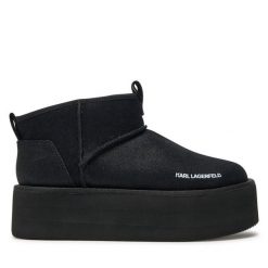 Botki KARL LAGERFELD. Czarne botki KARL LAGERFELD, bez wzorów, bez obcasa, na płaskiej podeszwie, bez zapięcia. Za 459.99 zł.