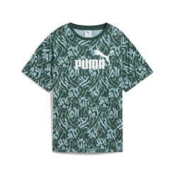 Damska luźna koszulka ESS GRAPHIC PUMA Green Moon. Zielone t-shirty sportowe Puma, xl, bez wzorów, z gumy, bez ramiączek. Za 99.99 zł.