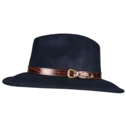 Kapelusz wełniany, składany HORKA. Niebieskie kapelusze Horka, bez wzorów, z wełny, sportowe. Za 321.00 zł.