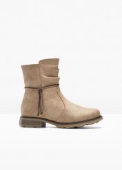 Kozaki. Brązowe kozaki bonprix, bez wzorów, bez obcasa, bez zapięcia. Za 159.99 zł.