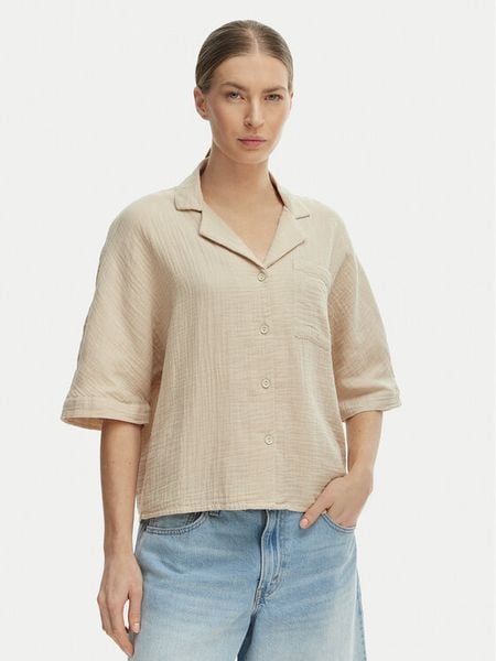 ONLY Koszula Thyra 15267839 Beżowy Regular Fit. Brązowe koszule ONLY, l, bez wzorów, z bawełny, bez kołnierzyka, bez ramiączek. Za 91.99 zł.
