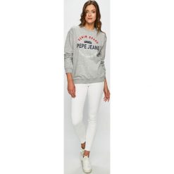 Pepe Jeans - Bluza Poppy. Białe bluzy Pepe Jeans, s, z aplikacjami, z bawełny, bez kaptura. W wyprzedaży za 149.90 zł.