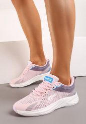 Różowe Sznurowane Buty Sportowe na Płaskiej Podeszwie Ozdobione Perforacją Tesavera. Czerwone buty sportowe lifestyle Renee, na lato, bez wzorów, z jeansu, biznesowe, bez zapięcia. W wyprzedaży za 89.99 zł.