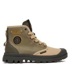 Trapery Palladium. Zielone traperki Palladium, bez wzorów, bez obcasa, bez zapięcia. Za 449.99 zł.