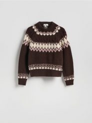 Wzorzysty sweter - wielobarwny. Swetry Reserved, l, bez wzorów, z wełny, klasyczne, bez ramiączek. Za 359.99 zł.