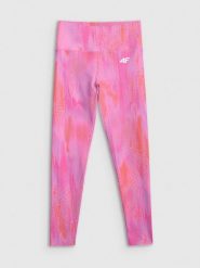 4F Legginsy treningowe szybkoschnące damskie - różowe XL. Czerwone legginsy 4f, bez wzorów, z materiału. Za 149.99 zł.