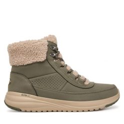 Trapery Skechers. Zielone traperki Skechers, bez wzorów, bez obcasa, bez zapięcia. Za 429.99 zł.