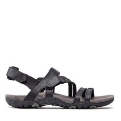 Sandały Merrell. Czarne sandały Merrell, bez wzorów, sportowe, bez obcasa, bez zapięcia. Za 299.99 zł.