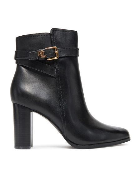 LAUREN RALPH LAUREN Botki 802974474001 Czarny. Czarne botki Lauren Ralph Lauren, bez wzorów, ze skóry, bez obcasa, na słupku, bez zapięcia. Za 1,119.00 zł.