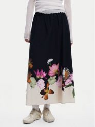 Desigual Spódnica trapezowa Lindo 25SWFW18 Czarny Regular Fit. Czarne spódnice Desigual, xl, bez wzorów, z bawełny, trapezowe. Za 289.99 zł.