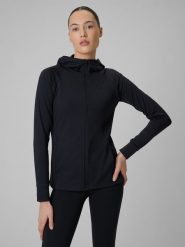 4F Bluza treningowa regular szybkoschnąca damska - czarna S. Czarne bluzy bez kaptura 4f, s, bez wzorów, bez kaptura, na fitness i siłownię. W wyprzedaży za 169.99 zł.