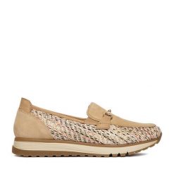 Półbuty Rieker. Brązowe półbuty wsuwane Rieker, bez wzorów, bez obcasa, na płaskiej podeszwie. Za 369.99 zł.