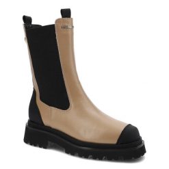 Beżowe Botki Chebello Damskie Modne Ocieplane Buty. Brązowe botki CheBello, bez wzorów, ze skóry, eleganckie, bez obcasa, bez zapięcia. Za 349.00 zł.