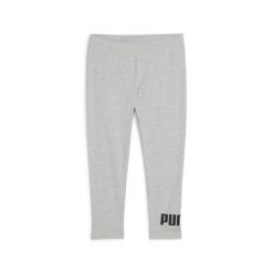 Damskie legginsy 3/4 z małym logo No. 1 ESS PUMA Light Gray Heather. Szare legginsy Puma, bez wzorów, z gumy, eleganckie. Za 109.00 zł.