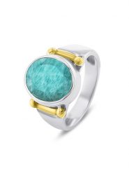 Nomad Pozłacany pierścionek z amazonitem rozmiar: 60. Szare pierścionki Nomad, pozłacane. Za 235.50 zł.