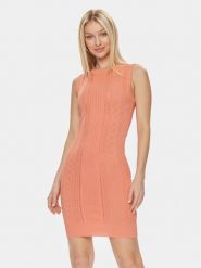 Guess Sukienka dzianinowa Es Sl Adaline W4GK11 Z2U00 Koralowy Slim Fit. Pomarańczowe sukienki Guess, m, z aplikacjami, z dzianiny, bez kołnierzyka, bez ramiączek. Za 269.99 zł.
