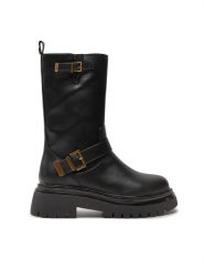 TWINSET Botki 242TCP042 Czarny. Czarne botki Twinset, bez wzorów, ze skóry, bez obcasa, na płaskiej podeszwie, bez zapięcia. Za 669.99 zł.
