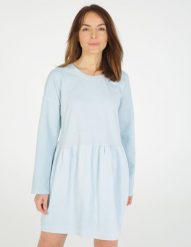 Sukienka z bawełną. Niebieskie sukienki Unisono, s, bez wzorów, z bawełny, bez kołnierzyka, bez ramiączek. Za 149.00 zł.