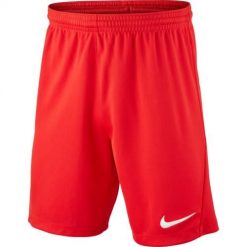 Spodenki piłkarskie dziecięce Nike Dri-Fit Park III Knit Short Jr. Czerwone szorty Nike, bez wzorów, sportowe. Za 59.00 zł.