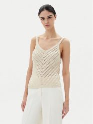 Vero Moda Top Peru 10326463 Beżowy Regular Fit. Brązowe topy Vero Moda, m, bez wzorów, z bawełny, bez kołnierzyka, bez ramiączek. Za 69.99 zł.