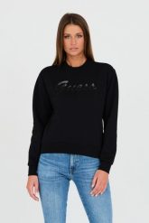 GUESS Czarna damska bluza z cyrkoniami, Rozmiar XS. Czarne bluzy Guess, xs, z aplikacjami, bez ramiączek, bez kaptura. W wyprzedaży za 300.99 zł.