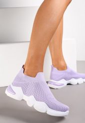 Fioletowe Buty Sportowe na Grubej Podeszwie z Elastyczną Cholewką Awida. Fioletowe buty sportowe lifestyle Renee, bez wzorów, bez zapięcia. W wyprzedaży za 41.99 zł.