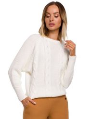 Made of emotion Sweter w kolorze kremowym rozmiar: L/XL. Brązowe swetry Made Of Emotion, l, bez wzorów, ze splotem, bez ramiączek. Za 74.99 zł.