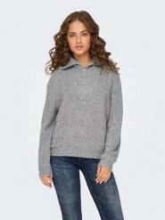 ONLY Sweter w kolorze szarym rozmiar: XL. Szare swetry ONLY, xl, bez wzorów, prążkowane, bez ramiączek. Za 92.64 zł.
