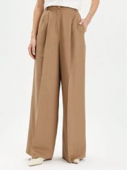 Weekend Max Mara Spodnie materiałowe Diletta 2415131062 Brązowy Wide Leg. Brązowe spodnie materiałowe Weekend Max Mara, bez wzorów, ze lnu. Za 1,379.00 zł.