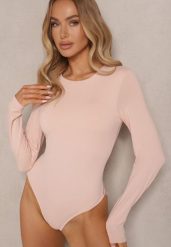 Beżowe Body w Stylu Basic Sovfia. Brązowe body i gorsety Renee, bez wzorów, z jeansu, bez ramiączek. W wyprzedaży za 55.99 zł.