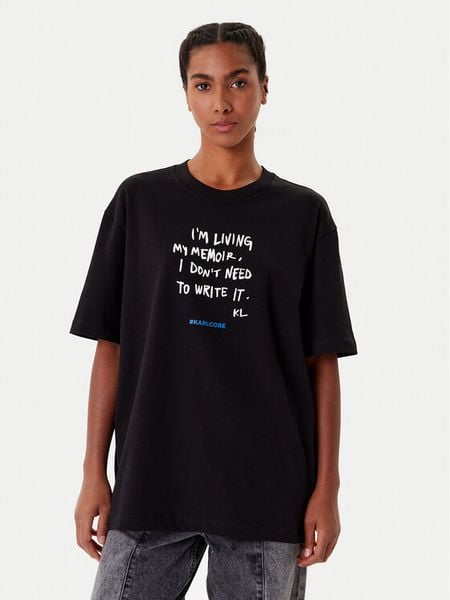 Karl Lagerfeld Jeans T-Shirt A4W17009 Czarny Relaxed Fit. Czarne t-shirty Karl Lagerfeld Jeans, xs, bez wzorów, z bawełny, bez kołnierzyka, bez ramiączek. Za 249.99 zł.
