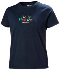 Koszulka sportowa damska Helly Hansen Core Graphic. Niebieskie t-shirty sportowe Helly Hansen, uniwersalny, bez wzorów, bez ramiączek, trekkingowe. Za 243.00 zł.