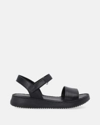 SANDAŁY DAMSKIE W KOLORZE CZARNYM 241615 BLACK. Czarne sandały Venezia, bez wzorów, ze skóry, bez obcasa, bez zapięcia. Za 259.00 zł.
