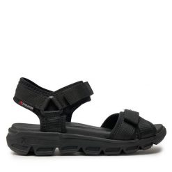 Sandały Rieker. Czarne sandały Rieker, bez wzorów, bez obcasa, na płaskiej podeszwie, bez zapięcia. Za 339.99 zł.