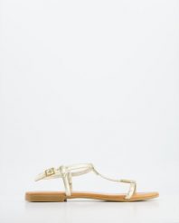 ZŁOTE SANDAŁY M345D PE ORO W21. Żółte sandały Venezia, bez wzorów, ze skóry, bez obcasa, bez zapięcia. Za 279.00 zł.