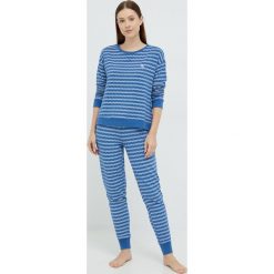 Lauren Ralph Lauren piżama damska. Niebieskie piżamy Lauren Ralph Lauren, l, bez wzorów, z materiału, bez kołnierzyka, bez ramiączek, długie. Za 569.99 zł.