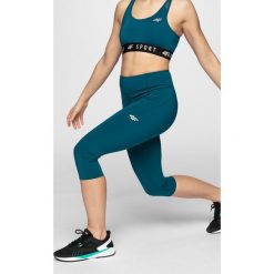 Legginsy treningowe damskie SPDF303 - morska zieleń. Zielone legginsy 4f, bez wzorów, z materiału. W wyprzedaży za 49.99 zł.