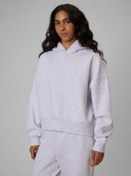 4F Bluza dresowa regular z kapturem damska - szara XS. Szare bluzy z kapturem 4f, xs, bez wzorów, z dresówki, z kapturem. Za 159.99 zł.