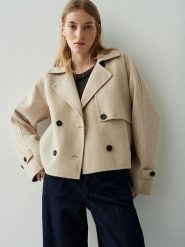 OPUS Kurtka przejściowa "Haili" w kolorze beżowym rozmiar: 42. Brązowe kurtki Opus, bez wzorów, z wełny, bez kaptura. Za 282.99 zł.