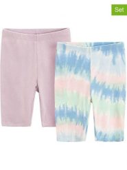 COOL CLUB Legginsy (2 pary) w kolorze błękitno-jasnoróżowo-zielonym rozmiar: 140. Niebieskie szorty COOL CLUB, bez wzorów. Za 52.67 zł.