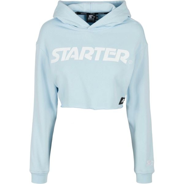 Damska krótka bluza z kapturem Urban Classics Starter. Niebieskie bluzy Starter, m, bez wzorów, z bawełny, z kapturem. Za 231.70 zł.
