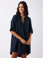 Zwillingsherz Tunika "Rom" w kolorze granatowym rozmiar: onesize. Niebieskie tuniki Zwillingsherz, bez wzorów, z bawełny, bez kołnierzyka, bez ramiączek. Za 127.35 zł.