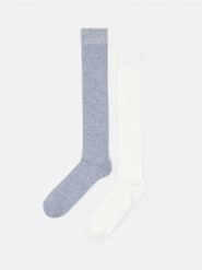 Prążkowane podkolanówki 2 pack - wielobarwny. Skarpetki Sinsay, bez wzorów, prążkowane. Za 12.99 zł.