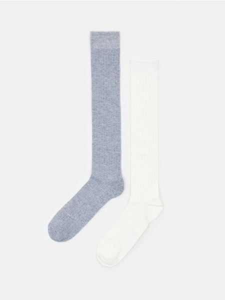 Prążkowane podkolanówki 2 pack - wielobarwny. Skarpetki Sinsay, bez wzorów, prążkowane. Za 12.99 zł.