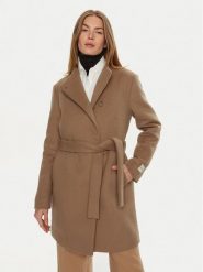 Calvin Klein Płaszcz wełniany K20K207700 Beżowy Regular Fit. Brązowe płaszcze Calvin Klein, na zimę, bez wzorów, z syntetyku, bez kaptura. Za 1,699.00 zł.