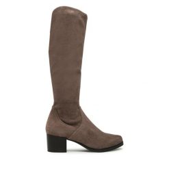 Kozaki Caprice. Brązowe kozaki Caprice, bez wzorów, bez obcasa, na słupku, bez zapięcia. Za 379.99 zł.